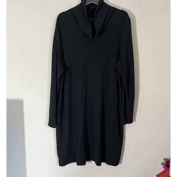 J. Jill Wearever Black Cowl Neck Stretch Ribbed Knit Sweater Midi Dress XL - Picture 6 of 7